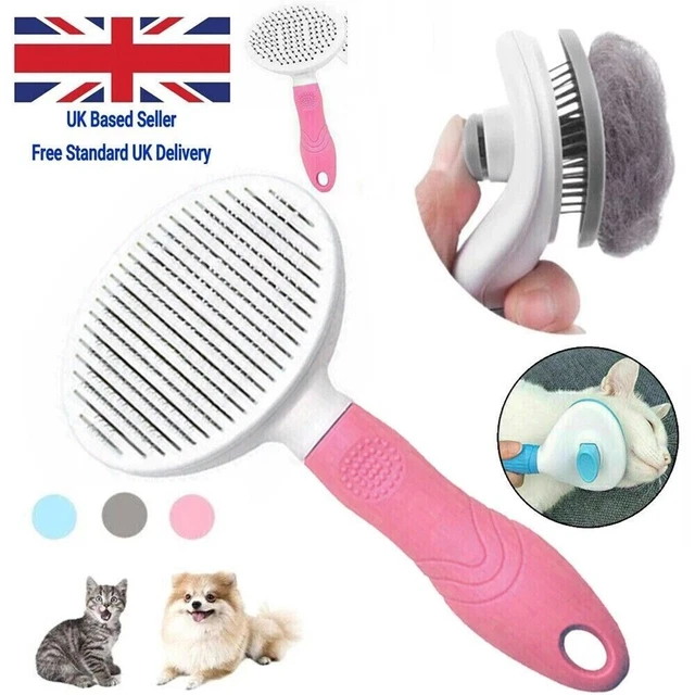 Pet Dog Cat Clean Grooming Self Cleaning Slicker Brush Massage Hair Remover Comb