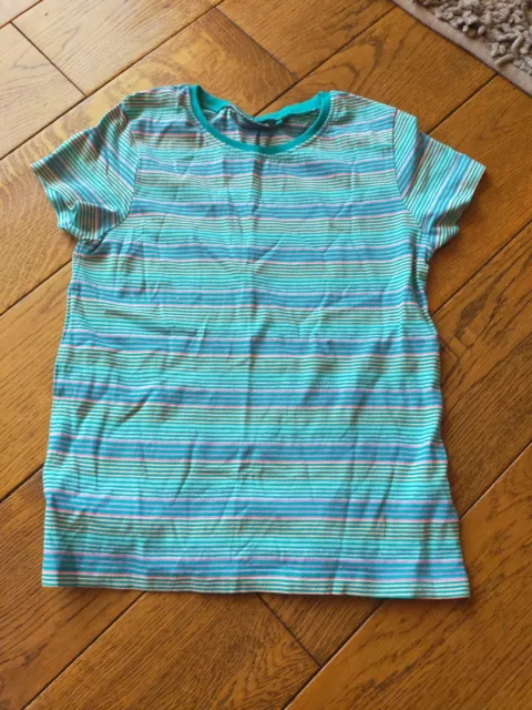 ⭐Lovely Girls Short-Sleeved Stripe Tshirt Top, NEXT, 6-7yrs, Green, Excellent!