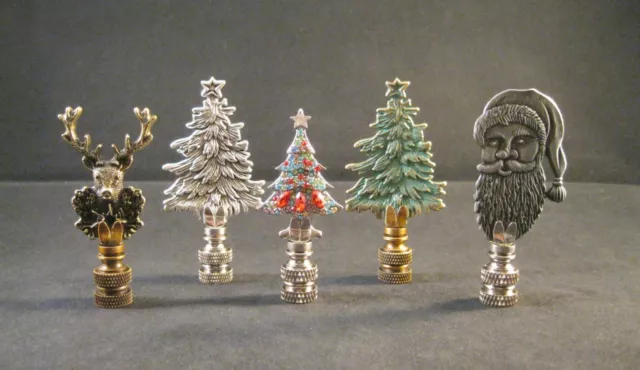 LAMP FINIALS CHRISTMAS HOLIDAY TREES Deer Head Santa Head Design