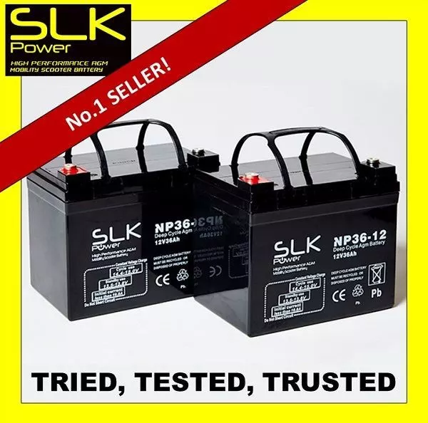 SHOPRIDER  CADIZ 2 x 12v 36AH SLK POWER MOBILITY SCOOTER BATTERIES