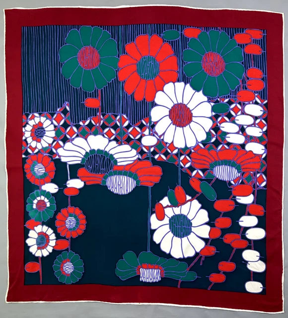 Foulard Carré Vintage En Soie - Multicolore, Motif Animal, Fait Main En Italie