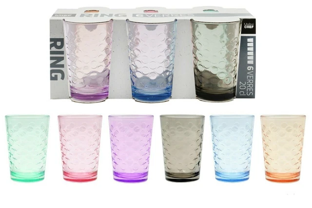 Lot De 6 Verres 270 Ml Bleus - Pour Eau, Jus, Whisky, Cocktails - 7