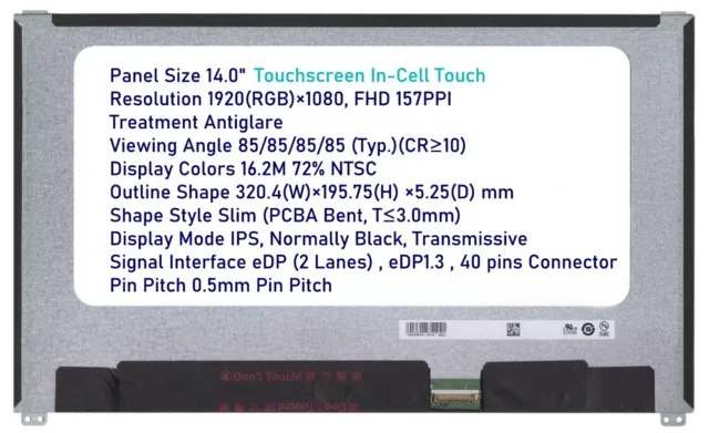 Dell DP/N NV3P5 CN-0NV3P5 14,0" FHD IPS AG IN-ZELLE TOUCHSCREEN DISPLAY 2