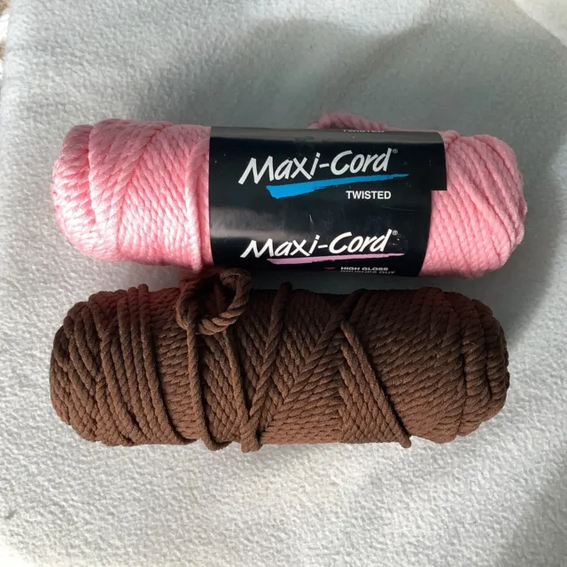Macrame Craft Maxi Cord Lot 6mm Twisted 190 Yard 2 Skein Brown Pink Plant Hanger