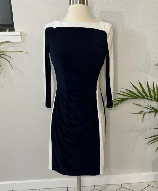 Lauren by Ralph Lauren Women's Navy Jersey Dress Size 6 Petite -Q