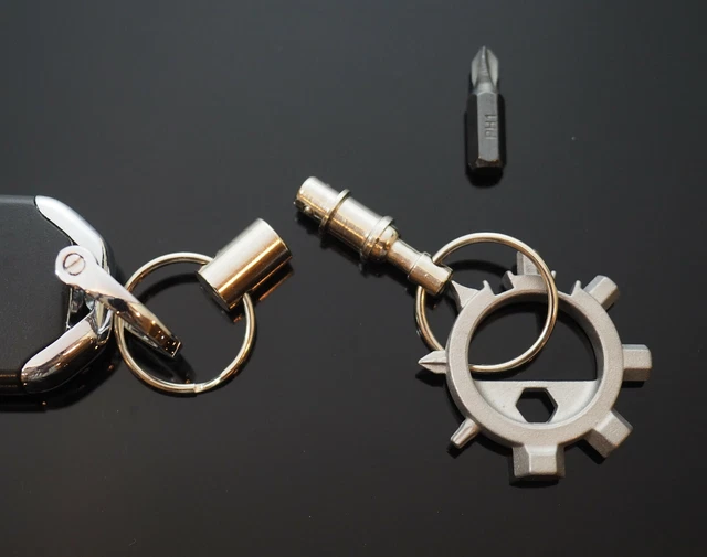 Detachable Key Ring Fob Buckle EDC Screwdriver Allen Wrench Bike Bottle Opener
