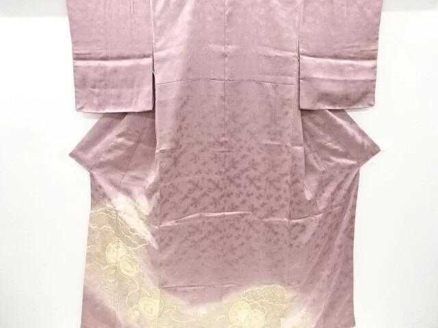 42961# Japanese Kimono / Vintage Iro-Tomesode / Embroidery / Cloud & Drum Patter