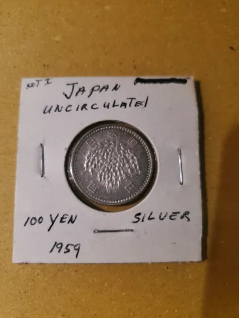 JAPAN 100 Yen 1959 Silver UNC Showa Yr34 Sheaf of Rice Japanese 日本 3538# Coin