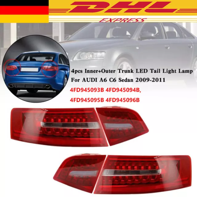 4Stk für Audi A6 C6 2009-2011 Schlussleuchte Links+Rechts Heckleuchte Rücklicht