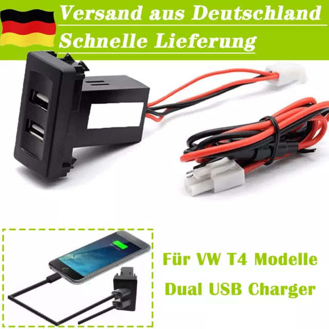 DE Für VW T4 Modelle 12V 2.1A  Auto Dual USB Ladegerät Buchse Einbau Steckdose