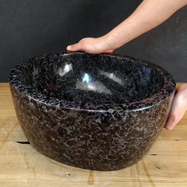 Sehr Große Merlinit (Gabbro) Schüssel - Waschbecken - 35102,21g - 425 x 380 x 19