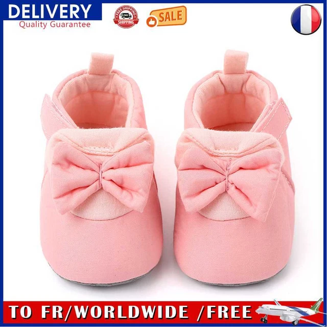 Non-Slip Sole Bowknot Baby Girl Shoe Cute Newborn Foot Wear (Pink Bow 13cm)
