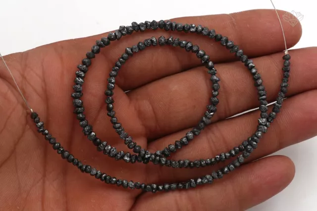 Natural Black Diamond Long Drilled Rough Loose 33 CTS diamond Beads 16.5" Strand