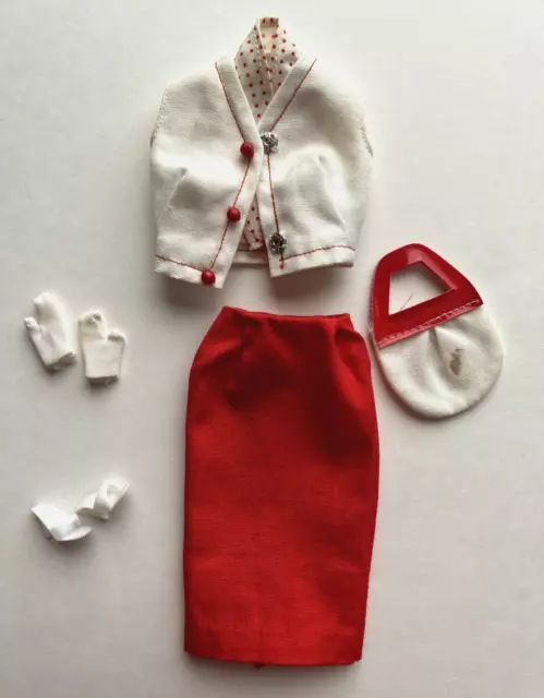Vintage Barbie Doll Crisp ‘n Cool Outfit #1604 w/ Purse, Gloves, White Shoes