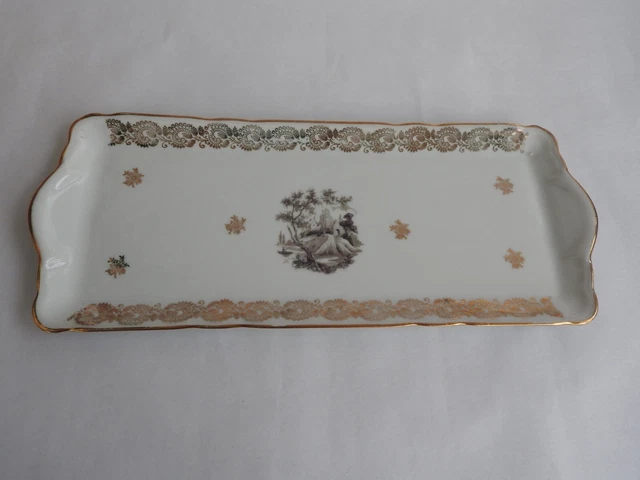Plat à Cake Ancien Massé & Surget - Porcelaine De Berry - Motif Fleur