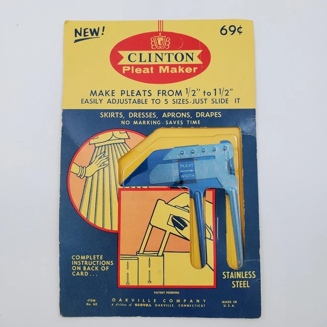 Vintage 1961 Clinton Oakville Stainless Steel Pleat Maker Made In USA Brand New