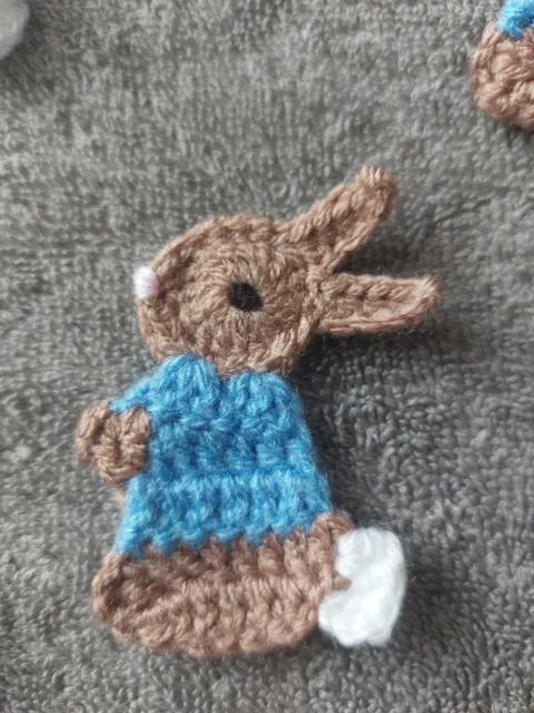 Crochet Bunny rabbit applique handmade card making scrapbook sewing Peter easter