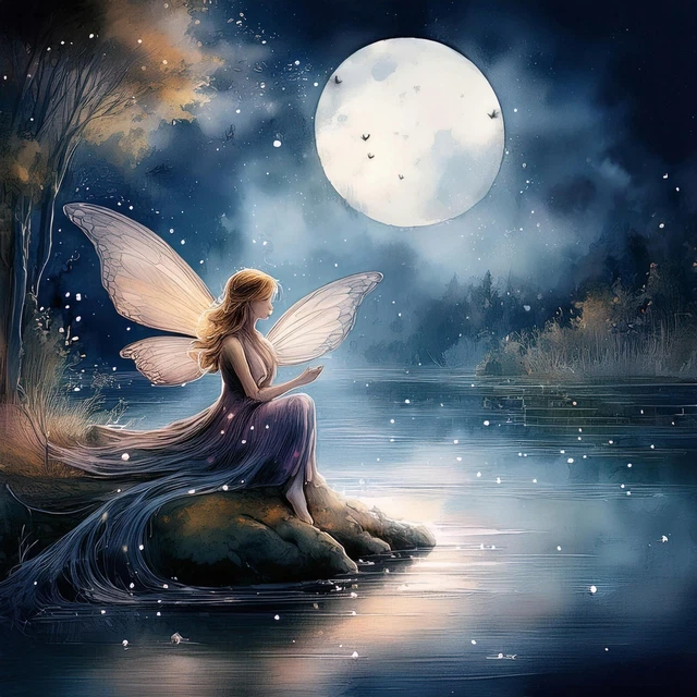 Happy Birthday. Beautiful Greeting Card With Fairy Girl And Unicorn In Magic Forest Stock