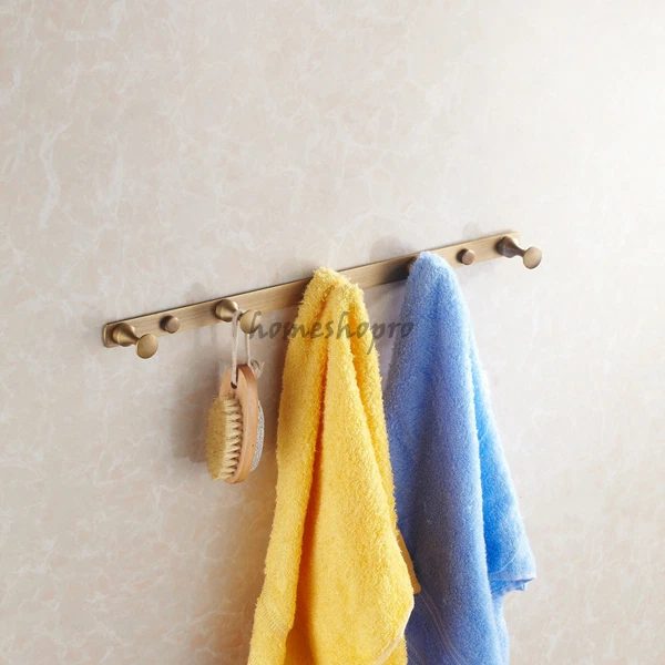 Washroom Towel Coat Robe Hook Door Hanger Rack Wall Mounted Rail 5 Hooks Holder