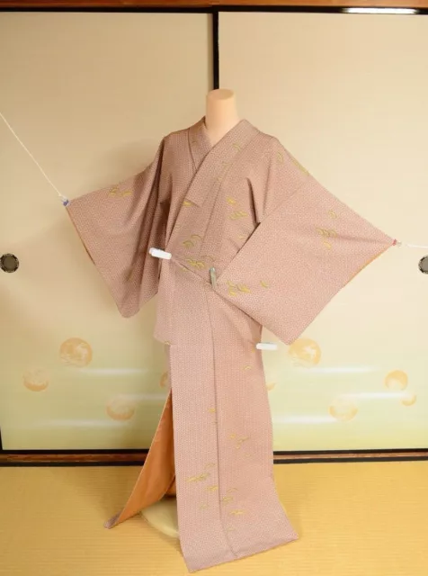 Japanese vintage Kimono Komon Silk Women Kasamatsu Robe /329