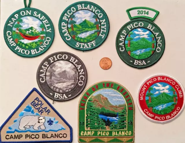 Camp Pico Blanco 8 Patches STAFF Polar Bear Silicon Valley Monterey Bay Council