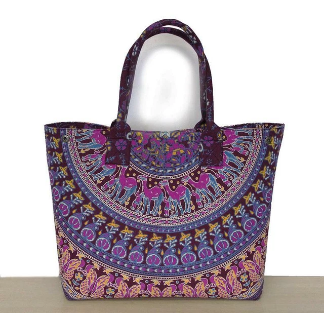 Femmes Épaule Shopping Fourre-Tout Sacs Indien Fait Multi Mandala Coton à Main