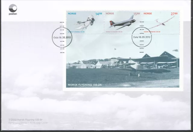 Norway 2012 Aircraft First Day Cover Minisheet Bin Price Gb£9.00