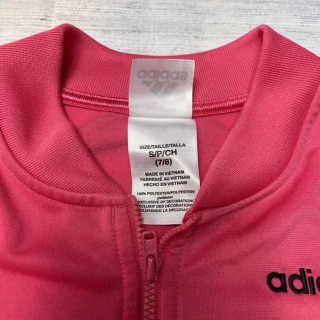 Giacca da pista a righe rosa Adidas cerniera intera taglia S 7/8 rosa colletto 4