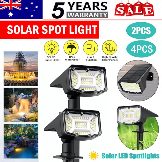 Solar Spot Lights 50LED Garden Outdoor Pathway Lawn Fence Lamp Spotlight Light