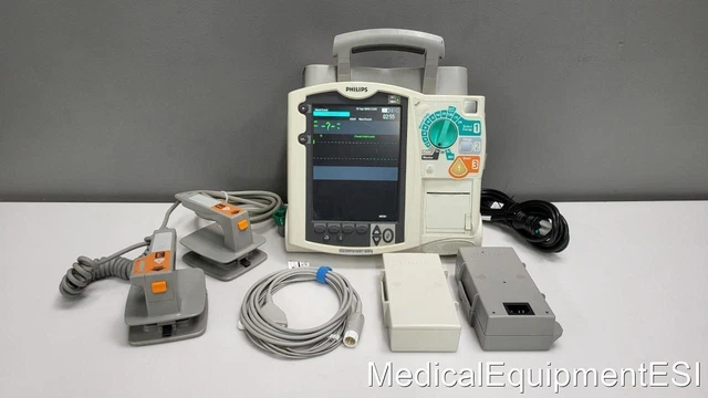 Philips Heartstart MRx 3 Lead ECG Pacing 50mm Printer Hard Paddles