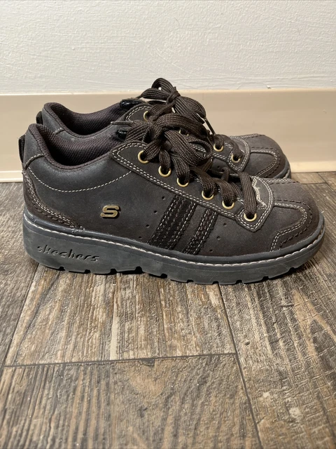 Skechers Jammers Vintage Y2K Chunky Platform Womens Shoes Size 7 Brown Leather Q