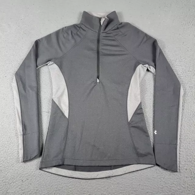 Under Armour Sweater Womens Small Gray /4 Zip Up Pullover Sweatshirt