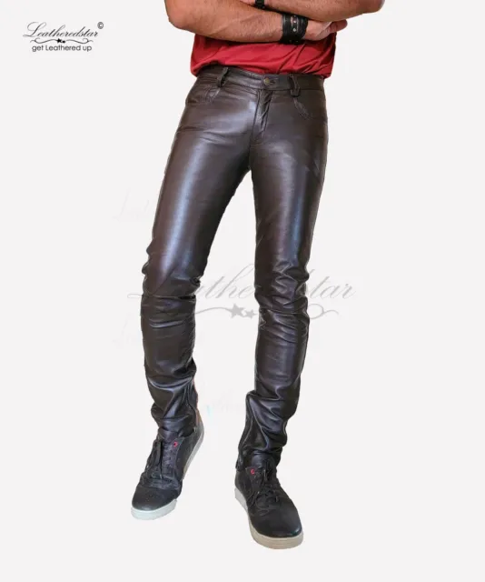 Dark Brown super SkinTight super skinny leather jeans tight fitting