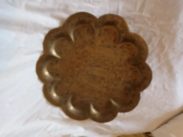 Stunning SOLID BRASS Hand Etched TRAY by HUSSEY Forest Gate TRAY Vintage ANTIQUE