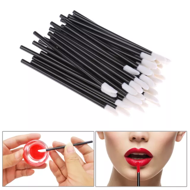 100 Disposable Lip Brush Gloss Wands Applicator Makeup Cosmetic Tool Bea X#7H