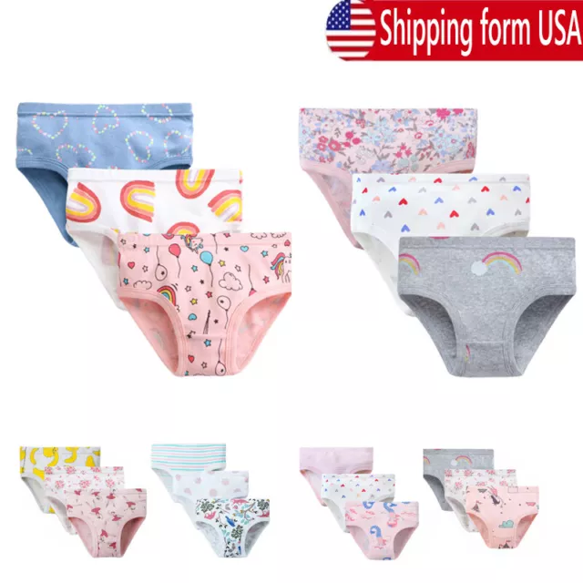 6 Pcs Baby Girls Kids Briefs Underwear Soft Cotton Breathable Panties Briefs