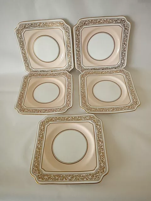 Royal Doulton Vintage Art Deco Square Plates X 5.  6"