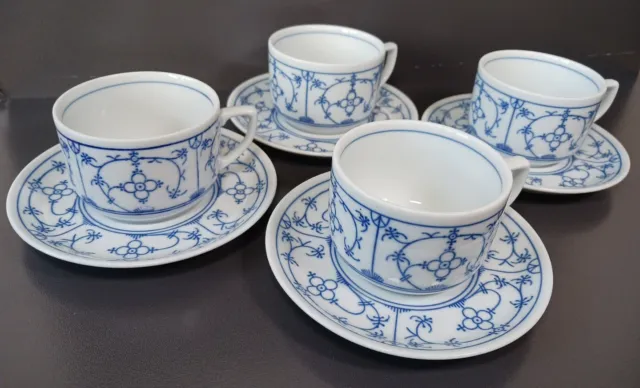 Winterling Indischblau Cups And Saucers X 4 Made In Germany Vintage White/Blue