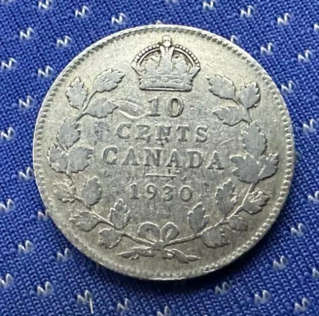 1930 Canada 10 Cents Coin  .800 Silver      #G62