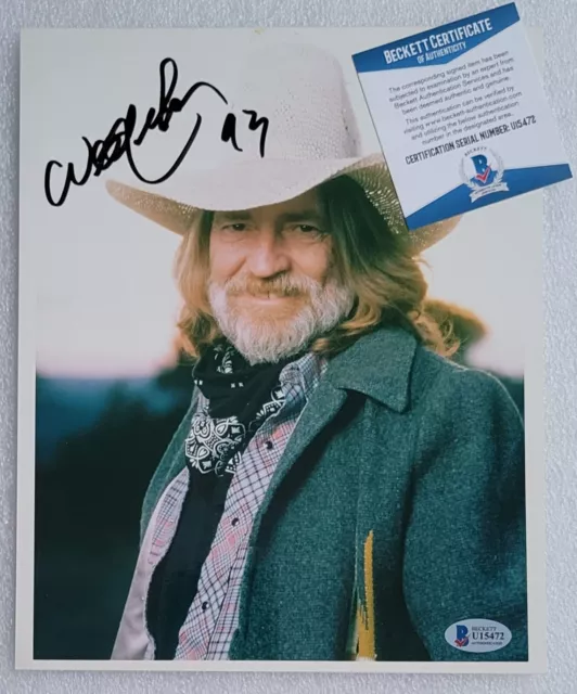 Willie Nelson Signed Photo Beckett Bas Coa 8X10 Autographed Country Music Singer