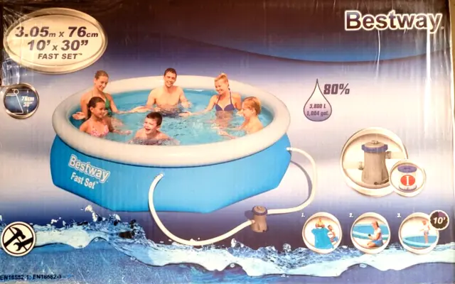 Bestway® Fast Set™ Swimming Pool Gartenpool inkl. Filter Planschbecken 57270