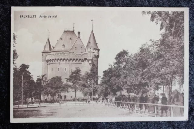 Postkarte Ansichtskarte Lithografie Belgien Brüssel Porte de Hal (M)