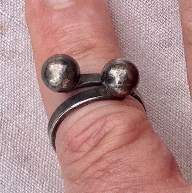 Bague Moderniste En Argent 925 - Bijou D'artiste Scandinave Numéro 222, Taille 59, Occasion En Bon état