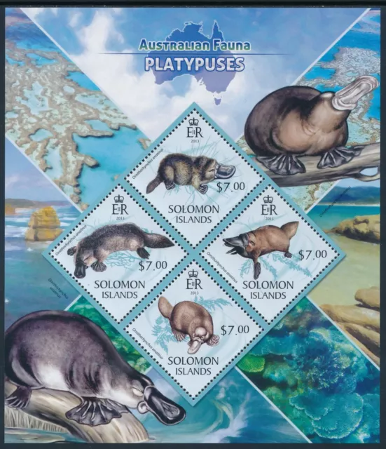 2013 Solomon Islands Australian Platypuses Mini Sheet (4 Stamps) Fine Mint Mnh