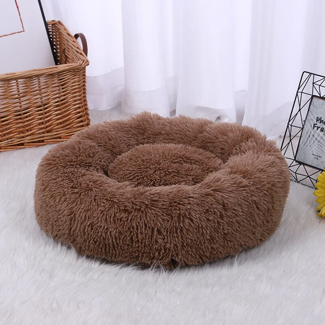 NEW Donut Plush Pet Dog Cat Bed Fluffy Soft Warm Calm Bed Sleeping Kennel Nest 10