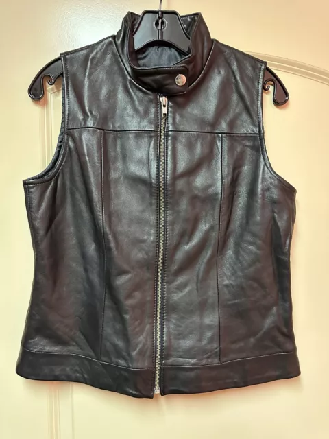 BEAUTIFUL NEW VEST Soft Leather Siena Studio Lined Vest, Snap Collar Sz M NWT