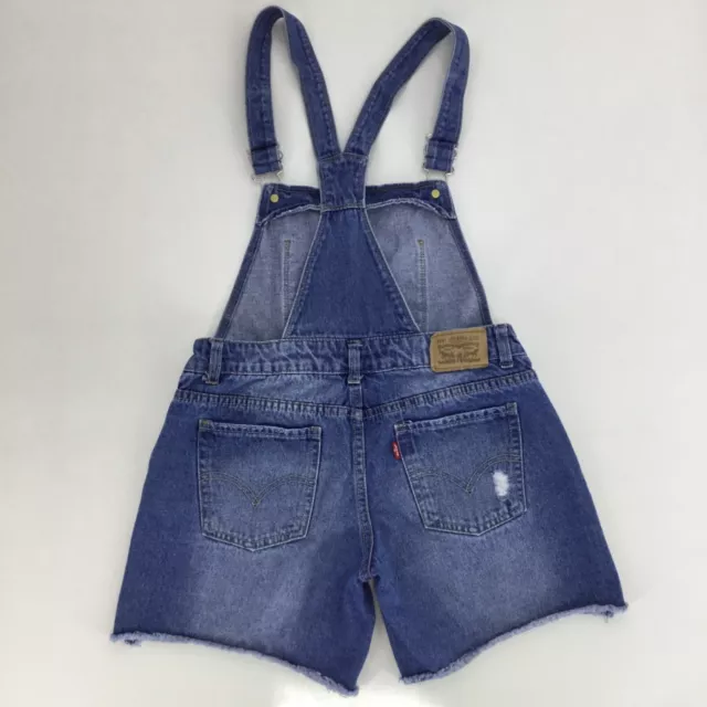 Juniors Levis Sz 14 Reg Shortall Bib Shorts Youth Girl Denim Overall Distressed