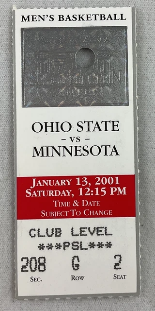 CBK 2001 01/13 Minnesota at Ohio State Basketball Ticket-Terrance Simmons