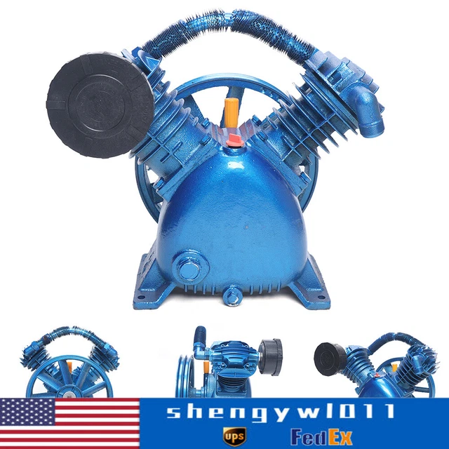 V Style 2-Cylinder Air Compressor Pump Motor Head Double Stage 175psi 5.5HP 4KW