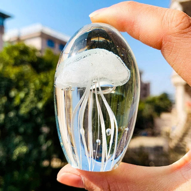 Resin Jellyfish Crystal Glass Jellyfish Paperweight Jellyfish Creatures New X4E7